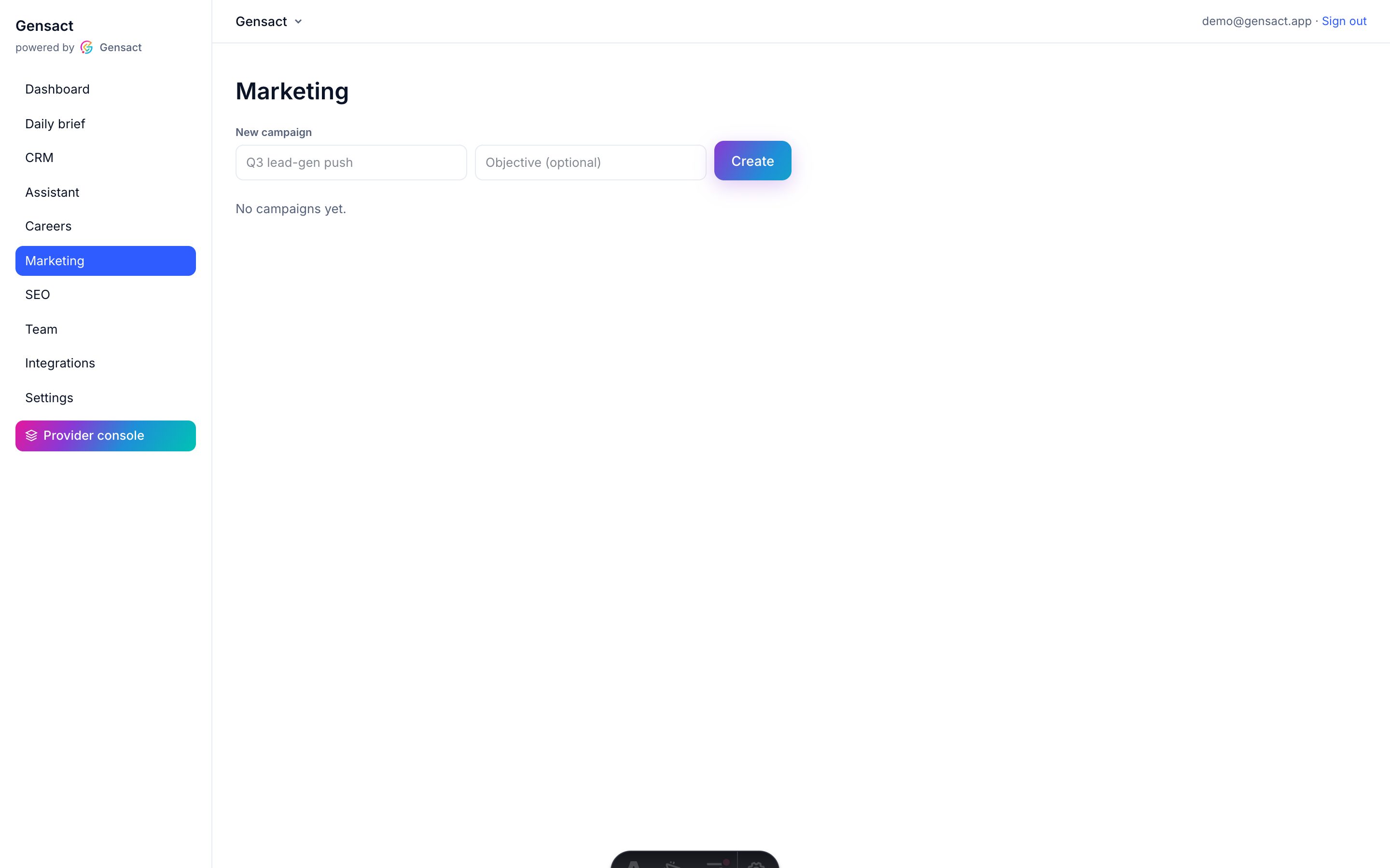 The Gensact Marketing Studio module